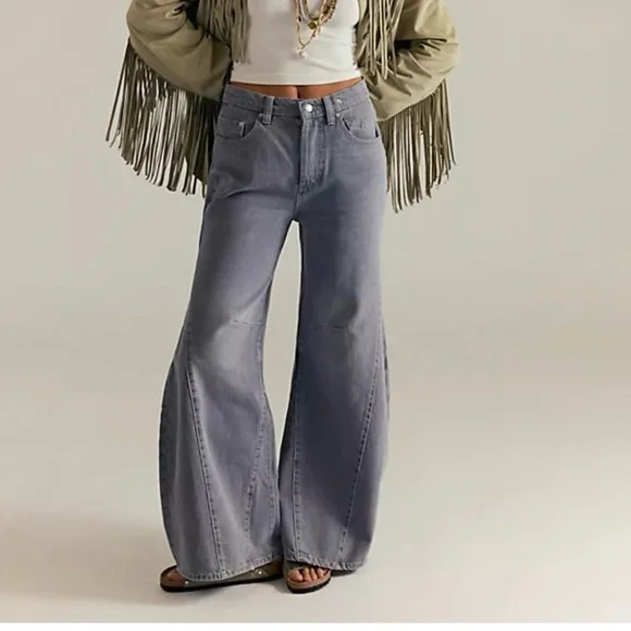 We The Free, Free People Eden Slouchy Wide-leg Jeans Diamond Grey 27.5 - Picture 2 of 12